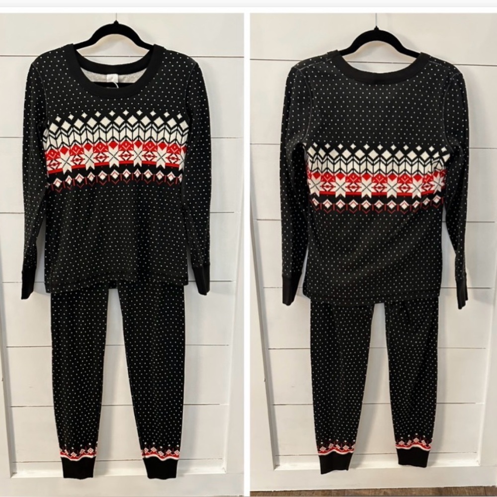 HANNA ANDERSON M 100% cotton Fair Isle blue woman long sleeve sleep pant set